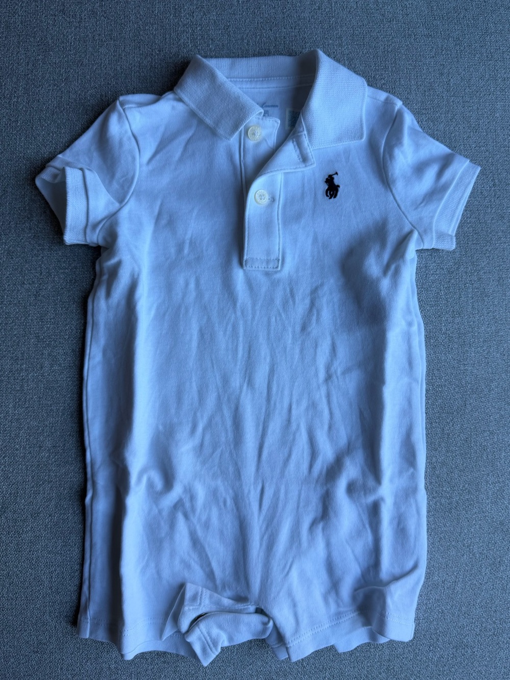 Polo by Ralph Lauren White Romper with Navy Pony